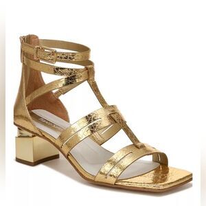 NIB Franco Sarto Gold Gladiator Strappy Mirror Heel Shoes Size 6